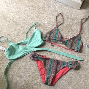 L*space bikini set with two tops reversible